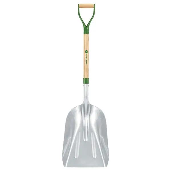 Szezonális akció JOHN DEERE PALY-12M-JD Alumínium lapát, 34 x 63 cm, 75 cm-es prémium keményfa nyéllel, " D " markola