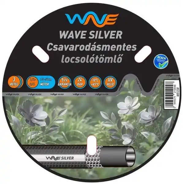 WAVE SILVER 3 rétegű szöveterősítésű csavarodásmentes kerti locsolótömlő, 3/4" 25m (WS3425) (TFA) Outlet
