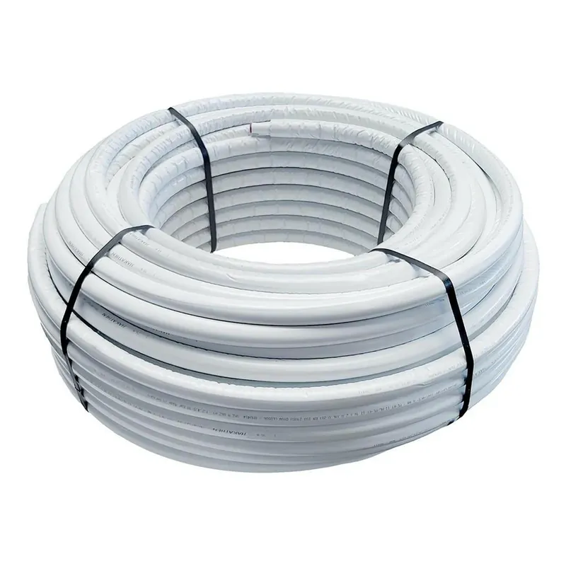 Újdonság HAKA 5 rétegű alubetétes szigetelt cső 16x2/6 mm fehér színű (680.1777)