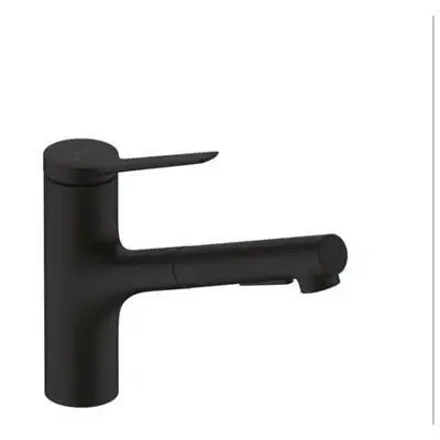 Biztonságos fizetés Hansgrohe Zesis M33 konyhai csaptelep 150, kihúzható kifolyó, 2jet, sBox, matt fekete ( 74803670 )