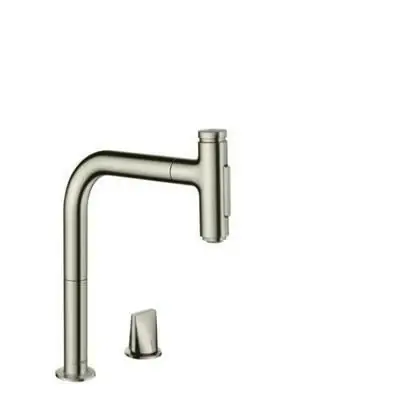 Azonnal elérhető Hansgrohe Metris Select M71 2-lyukú konyhai csaptelep 200 kihúzható kifolyó (M7120), rozsdamentes acél hatású ( 73818800 )