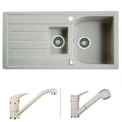 Marmorin Lukka mosogató gránit 1 medence + csepegtető + gyümölcsmosó + kihúzhatófejes csaptelep (white) 140 513 006 213 Korlátozott ajánlat