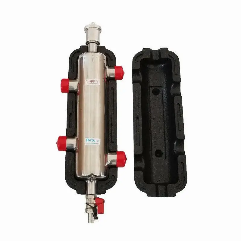 Install Xchange Hidraulikus váltó 1" - D76 inox 4800l/h (légtelenítővel,kazántöltővel,szigetelt) Gyors szállítás