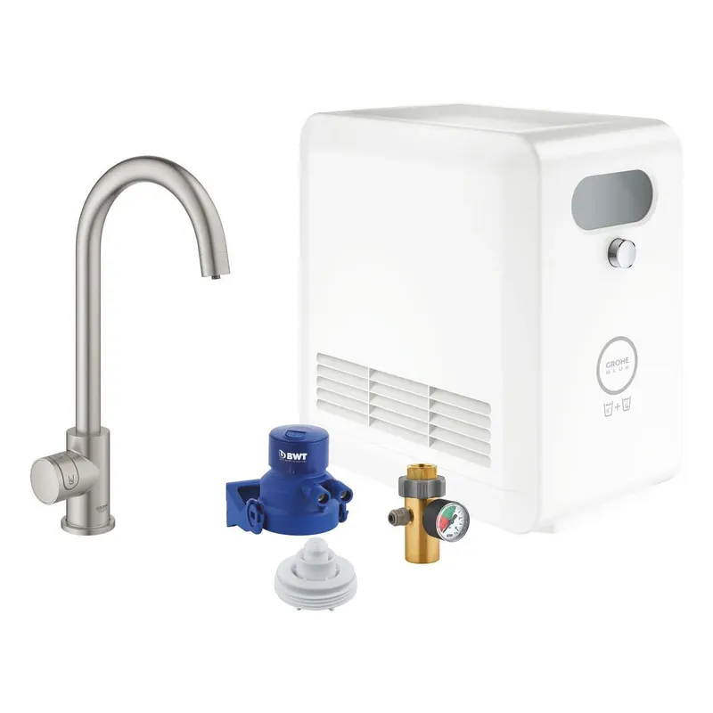 Csak ma Grohe Blue Professional C-kifolyós kezdőkészlet Mono csapteleppel, szín: SuperSteel (31302DC2)
