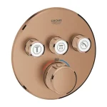 Biztonságos fizetés GROHE Grohtherm SmartControl termosztát falsík mögötti telepítéshez, 3 fogyasztóra, brushed warm sunset
