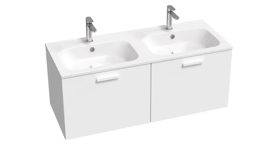 Prémium RAVAK SD Chrome II 1200 mosdó alatti szekrény, fehér/fehér, fehér fogantyúval
