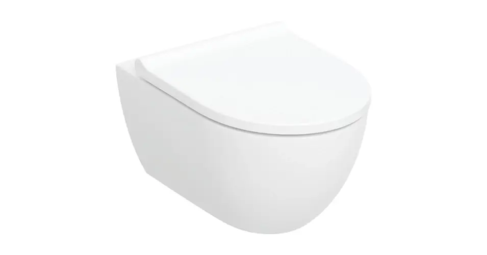 GEBERIT Acanto fali WC mélyöblítésű készlet, zárt forma, TurboFlush, WC-ülőkével, KeraTect Korlátozott ajánlat