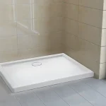Outlet H2O Nero D slim szögletes aszimmetrikus zuhanytálca, szifonnal