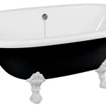 Újdonság POLYSAN Regata szabadonálló kád, 175×85×61 cm, fehér lábak, fekete/fehér