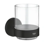 GROHE Essentials kristálypohár, tartókonzollal, matt fekete Korlátozott ajánlat
