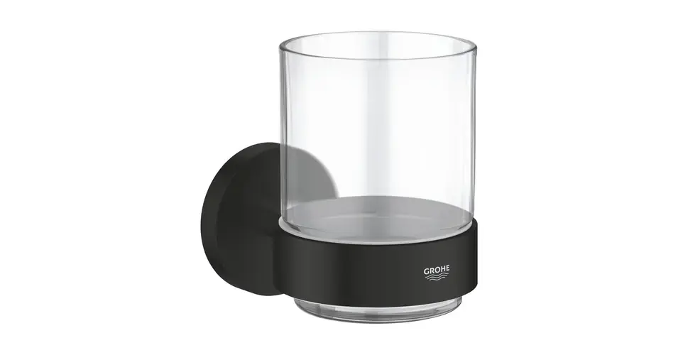 GROHE Essentials kristálypohár, tartókonzollal, matt fekete Korlátozott ajánlat