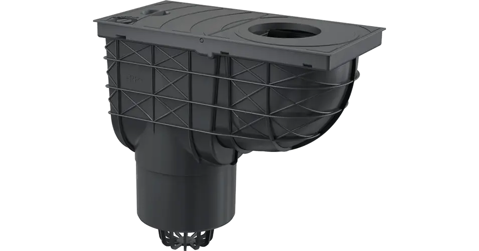 Árcsökkenés ALCA univerzális esővíz elvezető 300×155/125 mm, függőleges, fekete