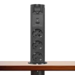 Csak ma Beépíthető rejett elosztó Motoros 3-as + USB + TYPE-C "TouchControl" Fekete/Inox