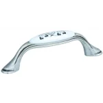 Bútorfogantyú MARGARITA 96mm Antik Ezüst/Porcelán Fehér Virág Tulip Újdonság