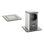 Legkelendőbb Konnektor-rejtett elosztó StrongPower PowerUp 1x230V-1xUSB A/C Nemesacél