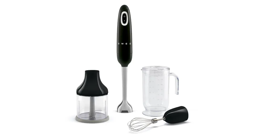 SMEG BOTMIXER SZETT, retro, fekete, tartalma: botmixer, keverőedény, habverő, aprító Kiárusítás