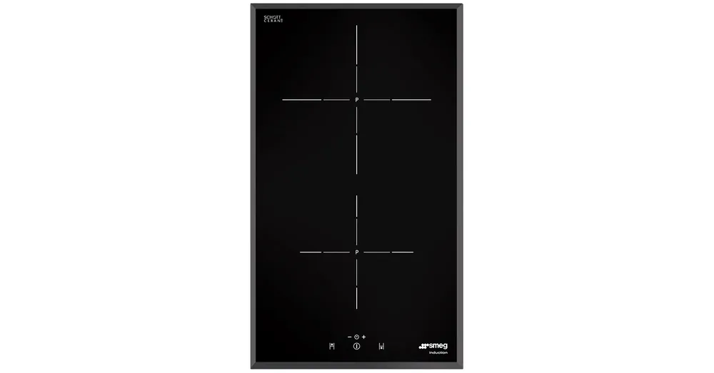 Akciós ár SMEG DOMINO INDUKCIÓS FŐZŐLAP, Universal design, 30 cm, 2 főzőzóna, lekerekített él, fekete üveg