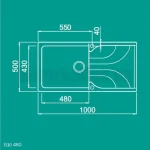 Elleci Ego 480 gránit mosogató G48 Cemento 980x485mm Azonnali szállítás