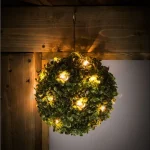 Ne maradj le Szolár bukszus - felakasztható - 25 cm - 20 melegfehér LED