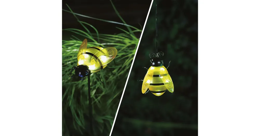 Csak ma Szolár lámpa - méhecske - leszúrható / csipeszes - sárga - 15 x 7 x 16 cm - 6 LED