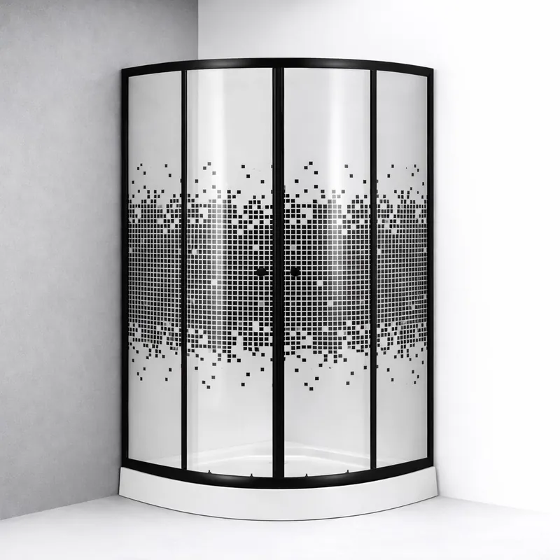 HTB, Zürich black komplett zuhanykabin tálcával és szifonnal, fekete, íves, 90x90, négyzetes üveg, 5 mm (8120E) I.o. Biztonságos vásárlás