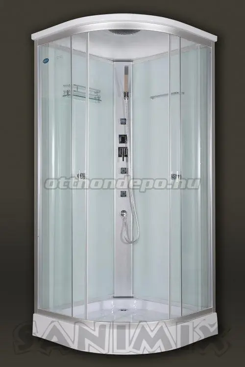 Zuhanykabin, Sanimix, 22.1032 Íves, hidromasszázs, fehér hátfallal 90x90 cm Expressz szállítás