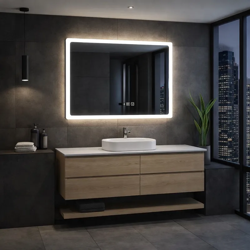 Inspiro Design Biscano Smart, szögletes téglalap forma, okos tükör, keretvilágítással, 36W, 100×70 cm Azonnali szállítás