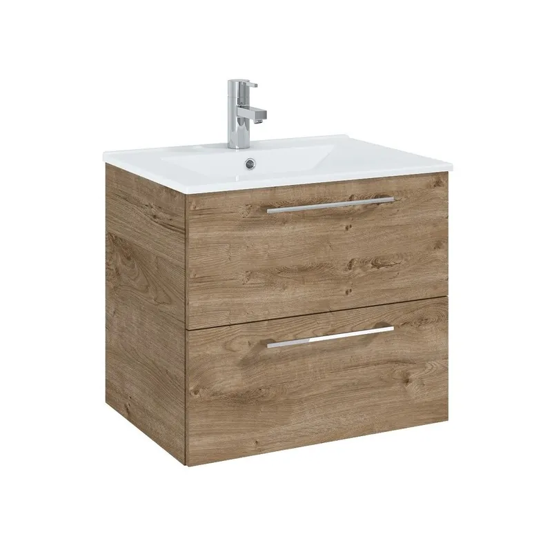 Elita Roma Plus Szett fürdőszobaszekrény, 2 fiókkal, mosdóval (60 cm), Canela oak színben Ne maradj le