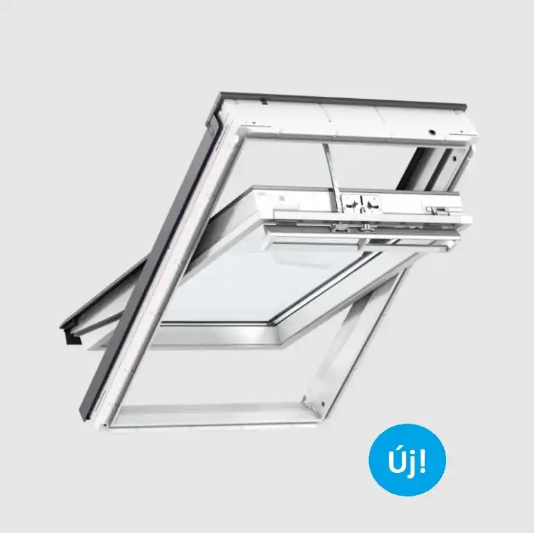 Prémium Velux, Napelemes tetőablak GGU MK08 006630 3-rétegű üveg, műanyag bevonat fa maggal, 78x140 cm