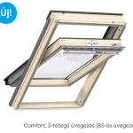 Velux, Tetőablak GLL MK08 1085, készre lakkozott fa, 3-rétegű üvegezés (85) 78x140 cm Biztonságos vásárlás