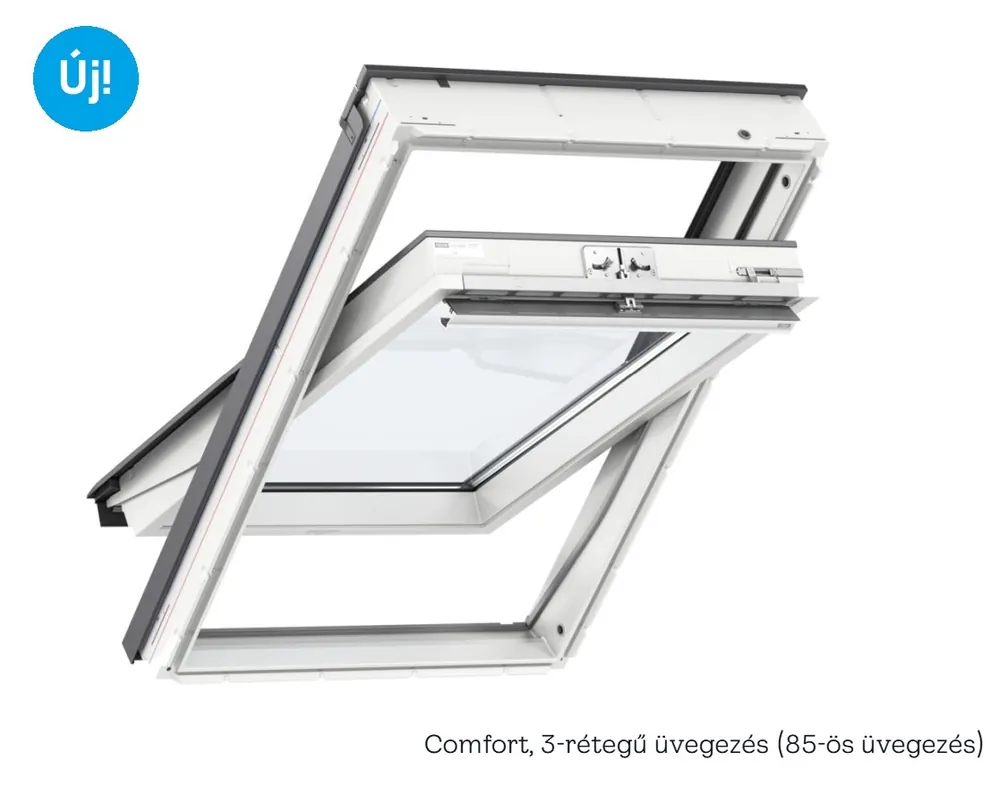 Velux, Tetőablak GLU MK06 0085, műanyag bevonat fa maggal, 3-rétegű üvegezés (85) 78x118 cm Kedvezmény