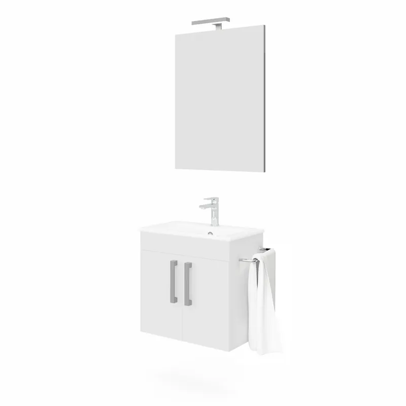 Szuper akció S-Due, New Zafiro fürdőszoba bútor, törölközőtartó, laptükör, fehér, 4072+213-EL+LAMP906024