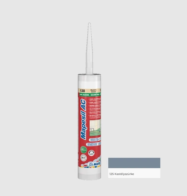 Akciós ár Mapei, Mapesil AC, Szilikon fugázó 125 Kastélyszürke, 310 ml