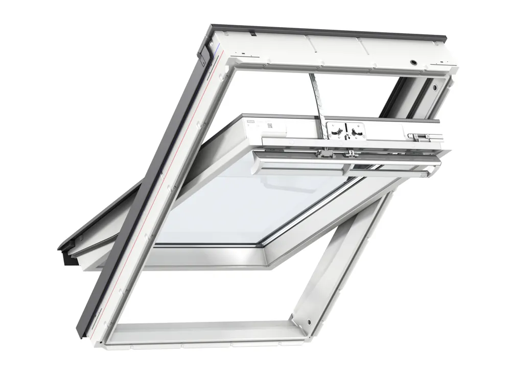 Velux, Elektromos tetőtéri ablak, GGU UK10 007021, 2-rétegű üveg, műanyag bevonat fa maggal, 134x160 cm Kiárusítás