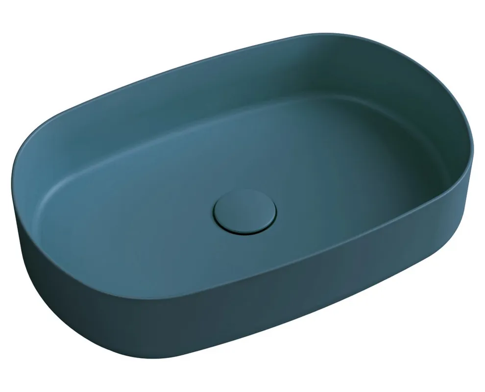 Mosdó, Sapho Infinity Oval 10NF65055-2P, pultra ültethető, csaplyuk nélkül, zöld, 55 cm Gyors kiszállítás