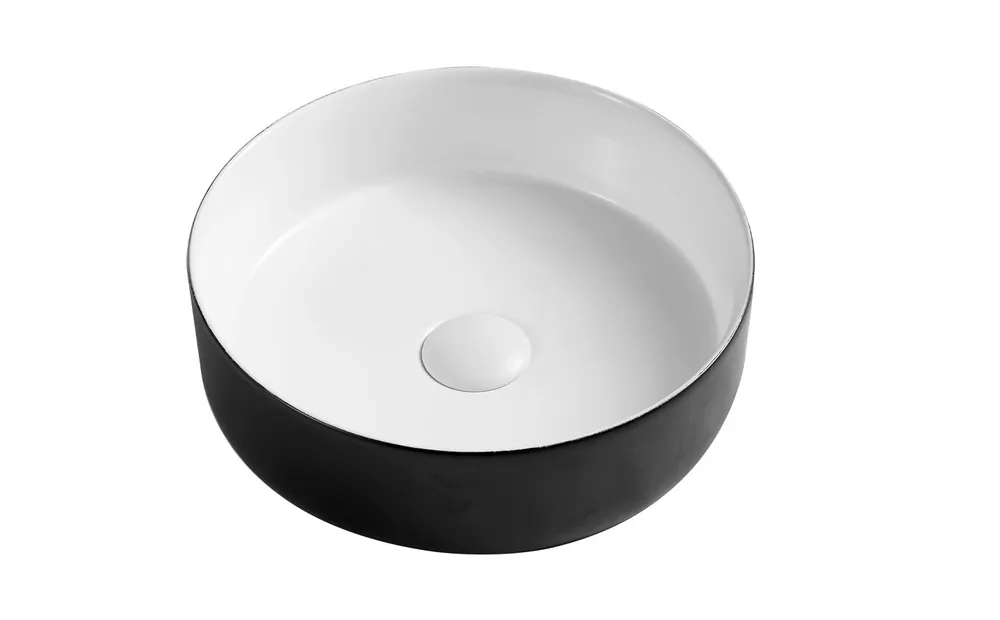 Mosdó, Wellis, Rose B&W WF00087, pultra ültethető, csaplyuk nélkül, matt fekete-fehér, átmérő: 35,5 cm Azonnali szállítás