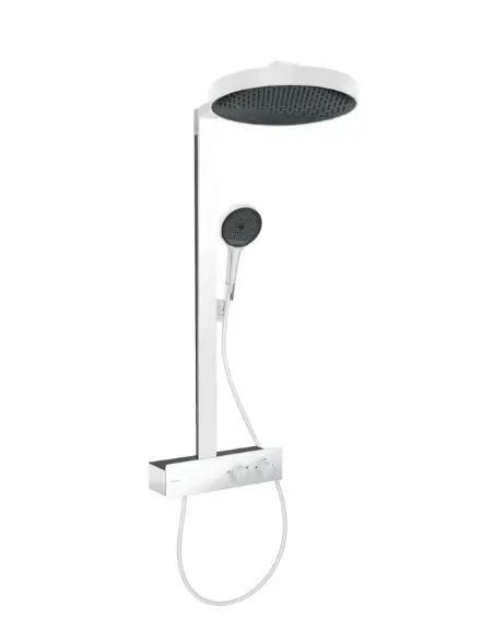 Hansgrohe, Rainfinity Showerpipe 360, 1jet, ShowerTablet 350 termosztátos zuhanyrendszer matt fehér, 26853700 Legkelendőbb