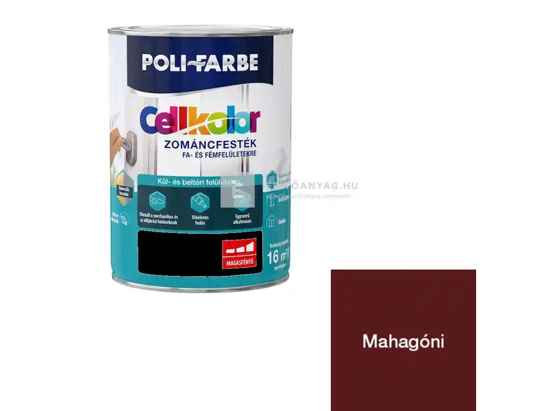 Legjobb ár Poli-Farbe Cellkolor magasfényű zománcfesték mahagóni 0,8 l