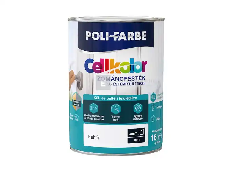 Poli-Farbe Cellkolor matt zománcfesték fehér 2,5 l Expressz szállítás