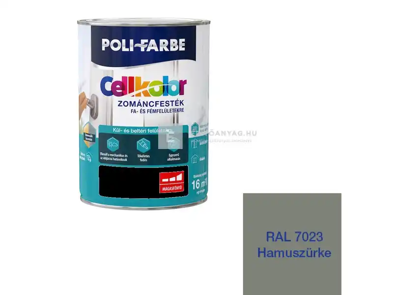 Nézd meg most Poli-Farbe Cellkolor magasfényű zománcfesték RAL 7023 hamuszürke 5 l