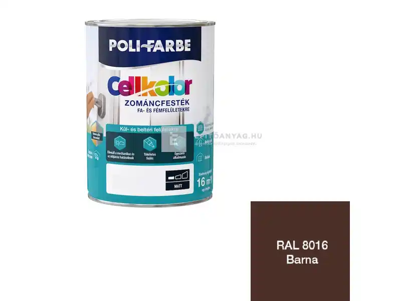 Prémium Poli-Farbe Cellkolor matt zománcfesték RAL 8016 barna 0,8 l