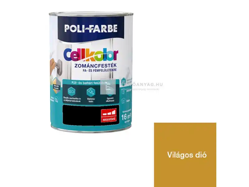 Expressz szállítás Poli-Farbe Cellkolor magasfényű zománcfesték világos dió 5 l
