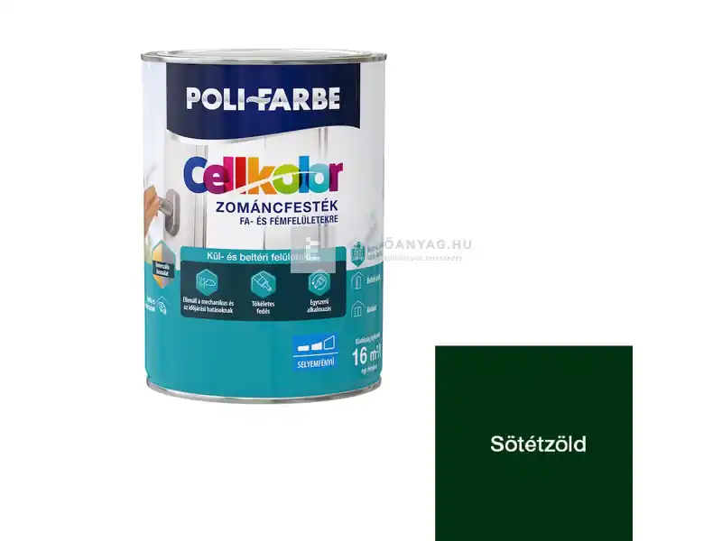 Poli-Farbe Cellkolor selyemfényű zománcfesték sötétzöld 5 l Vedd meg most