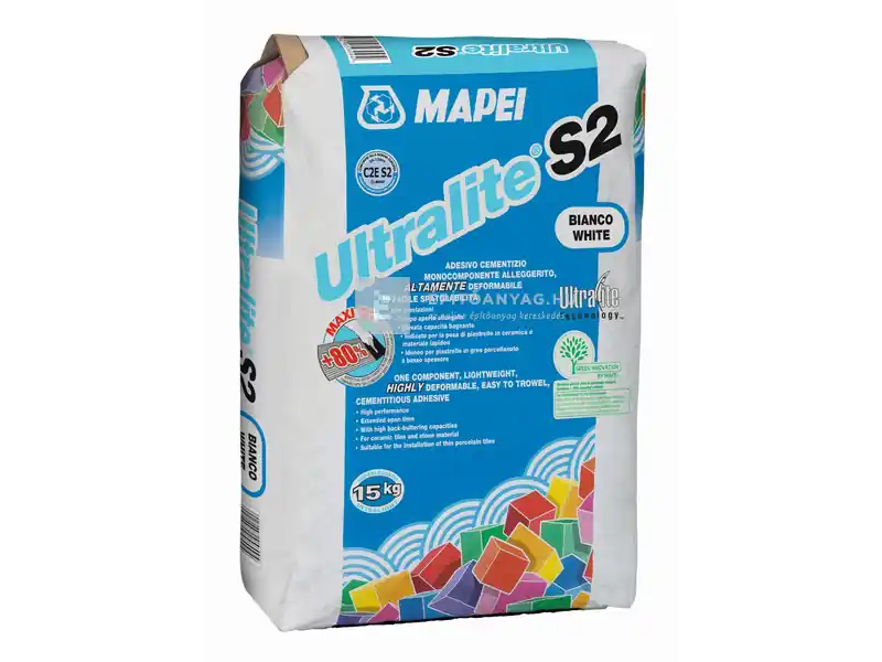 Mapei Ultralite S2 Flex kerámiaburkolat-ragasztó C2E S2 fehér 15 kg Bestseller
