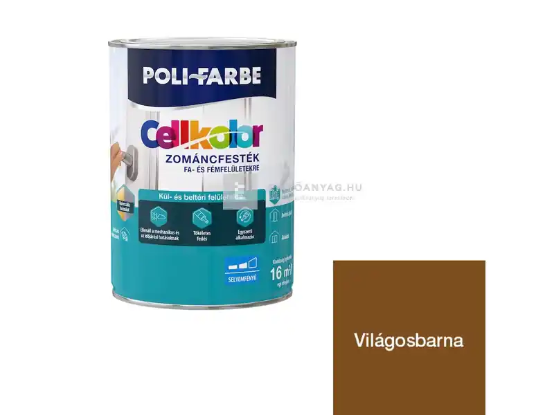 Poli-Farbe Cellkolor selyemfényű zománcfesték világosbarna 0,4 l Kedvezmény