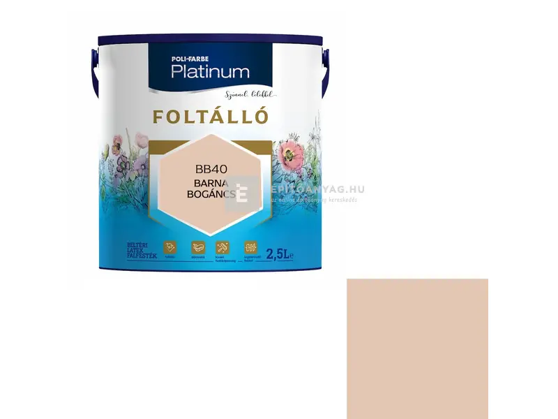 Expressz kézbesítés Poli-Farbe Platinum Foltálló beltéri falfesték BB40 barna bogáncs 2,5 l