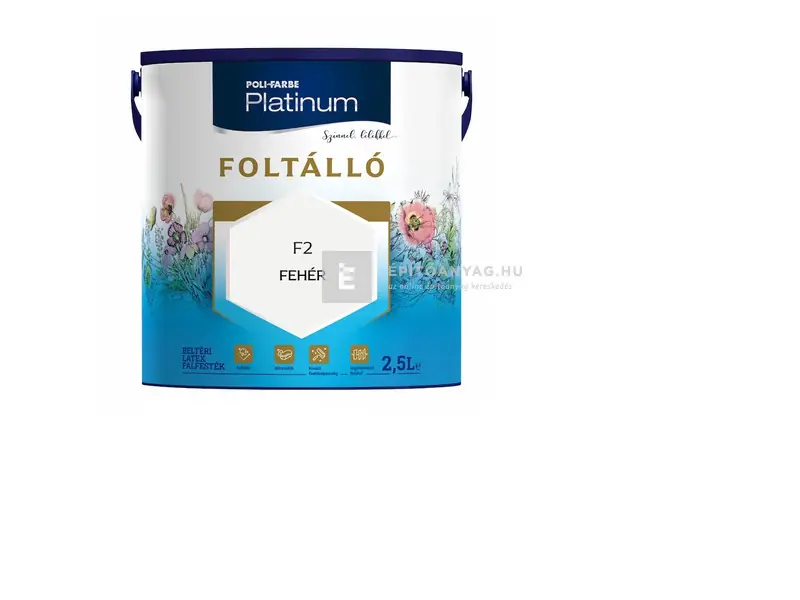 Poli-Farbe Platinum Foltálló beltéri falfesték F2 fehér 2,5 l Alacsony ár