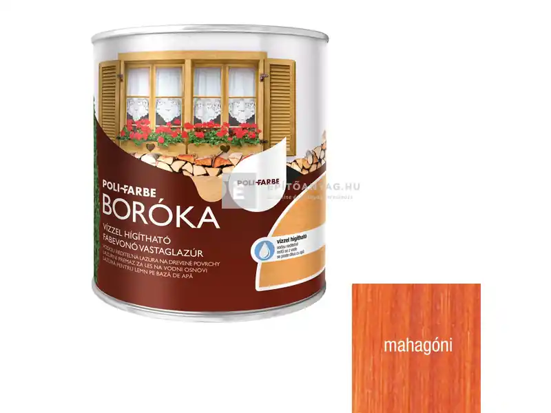 Poli-Farbe Boróka vízzel hígítható vastaglazúr mahagóni 2,5 l Biztonságos vásárlás