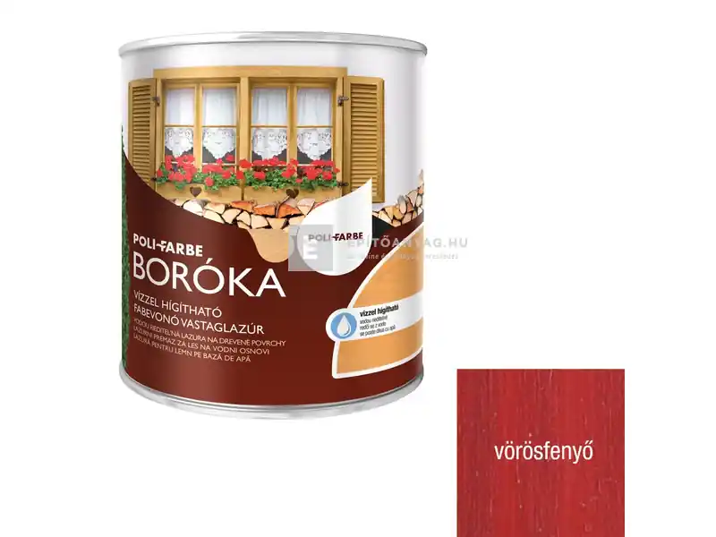 Expressz szállítás Poli-Farbe Boróka vízzel hígítható vastaglazúr vörösfenyő 2,5 l