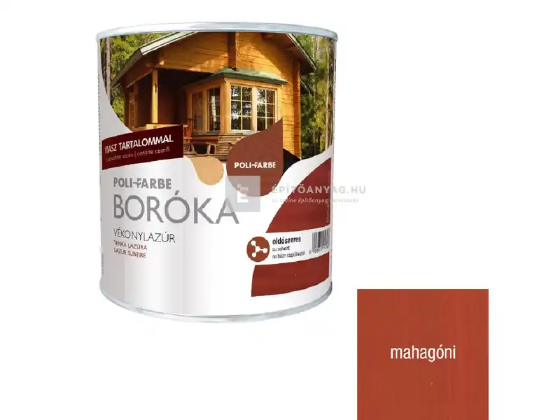 Biztonságos fizetés Poli-Farbe Boróka oldószeres vékonylazúr mahagóni 0,75 l